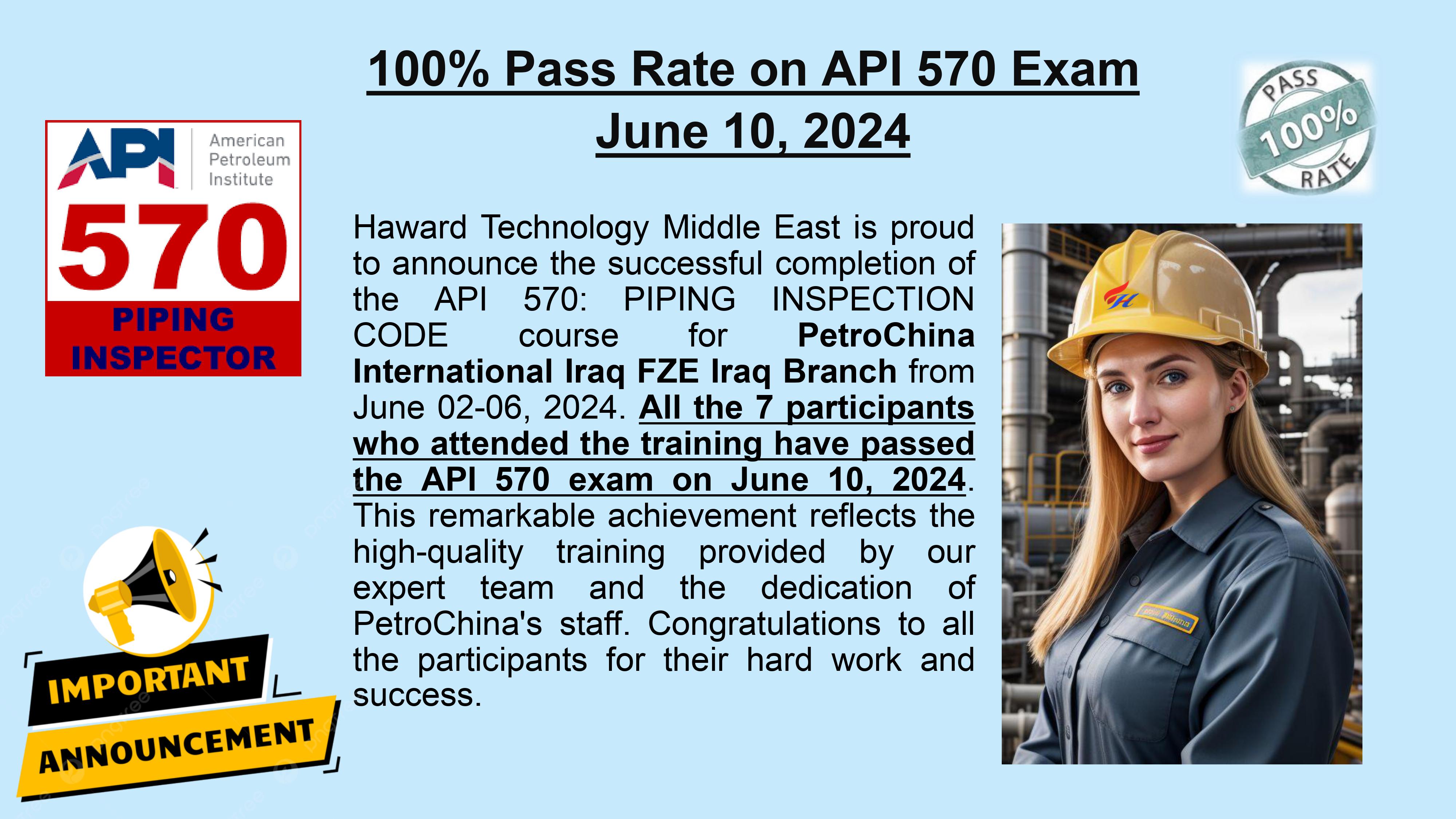 100% pass rate on API570 Exam