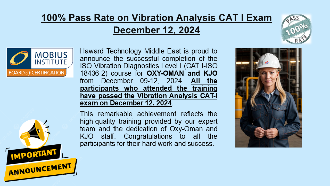 100% pass rate on vibration Analysis CAT I Exam