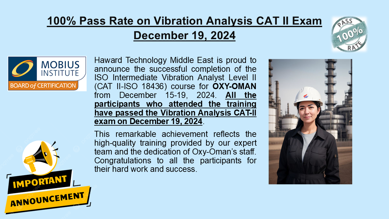 100% pass rate on vibration Analysis CAT II Exam
