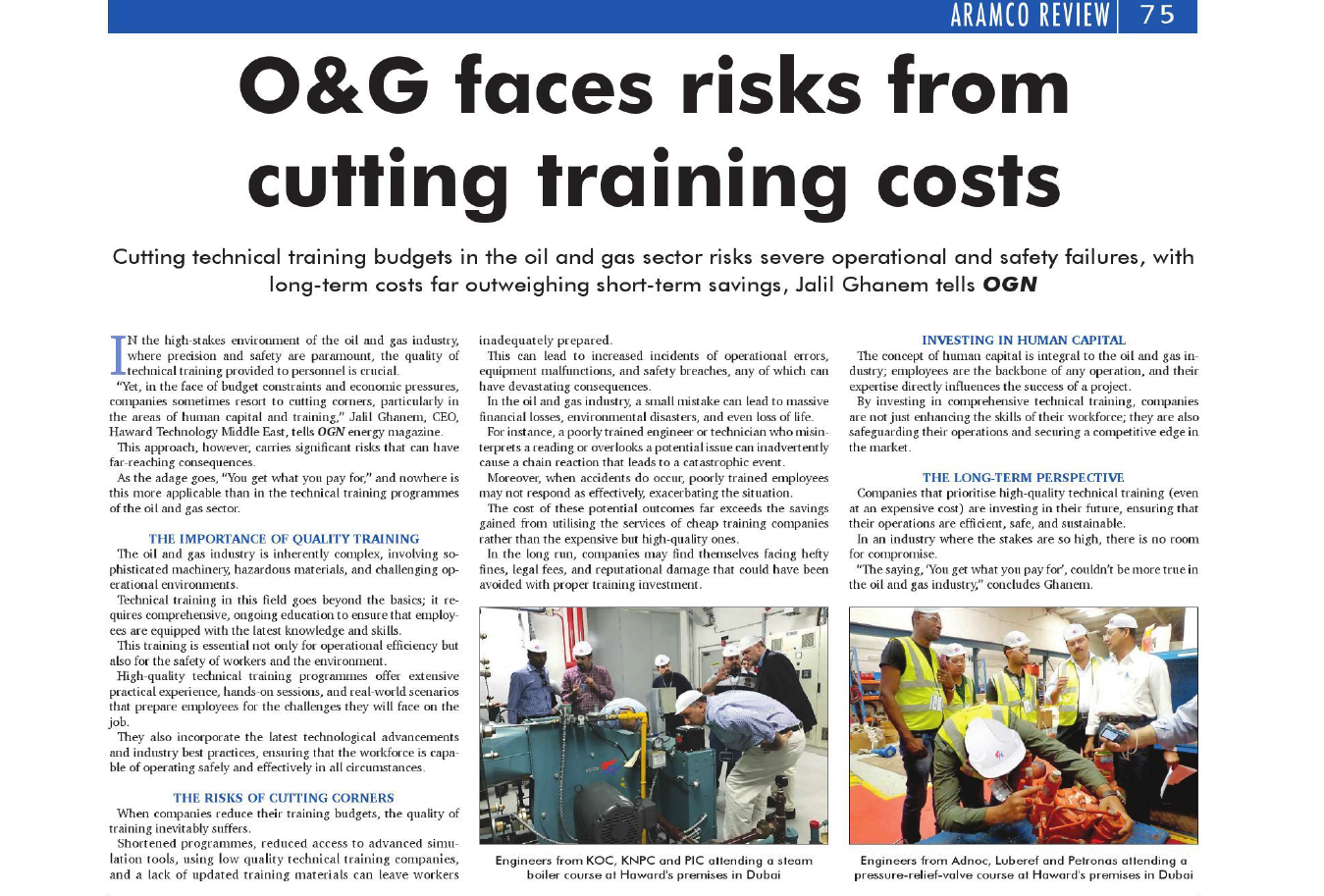 O&G faces risk from cutting training costs